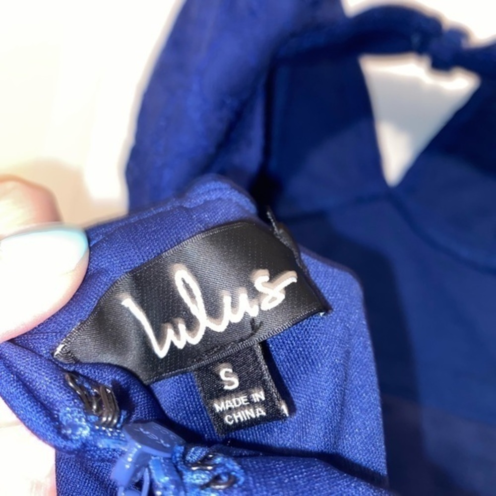Lulu's Navy Blue Lace Midi Dress - Picture 5 of 6